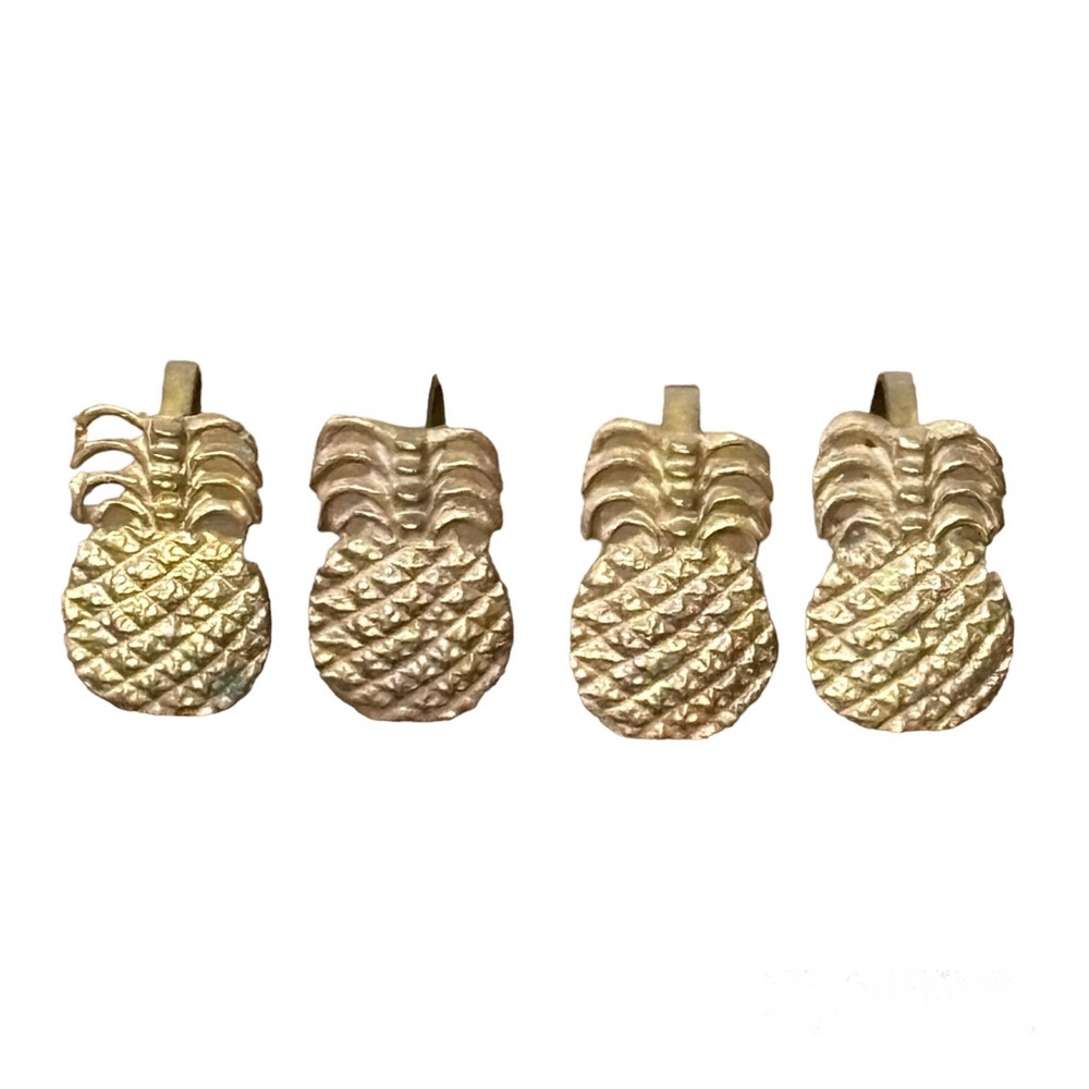Vintage Brass Pineapple napkin rings. Made in India. Set of 4.